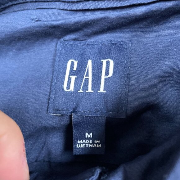 Gap Mens Navy Short Sleeve Poplin Shirt Size M Classic Fit a0706 - Picture 3 of 8